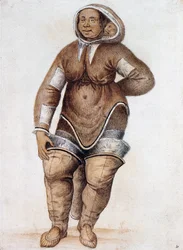 Donna eschimese (inuit) con neonato